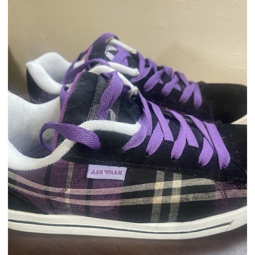Vintage Airwalk Kanley Purple Plaid Skate Shoes 344907 Men’s US 7.5 / UK 6.5 Y2K - Picture 2 of 6